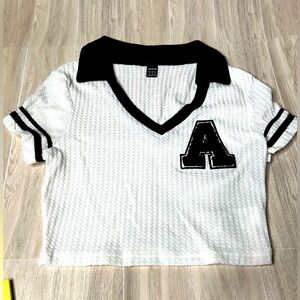 Shein Cropped Shirt with ‘A’ Patch - 13.5 inches Long